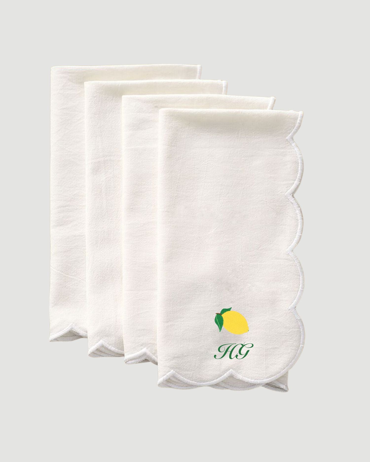 Scallop Monogrammed Cloth Dinner Napkins - Set of 4 napkins