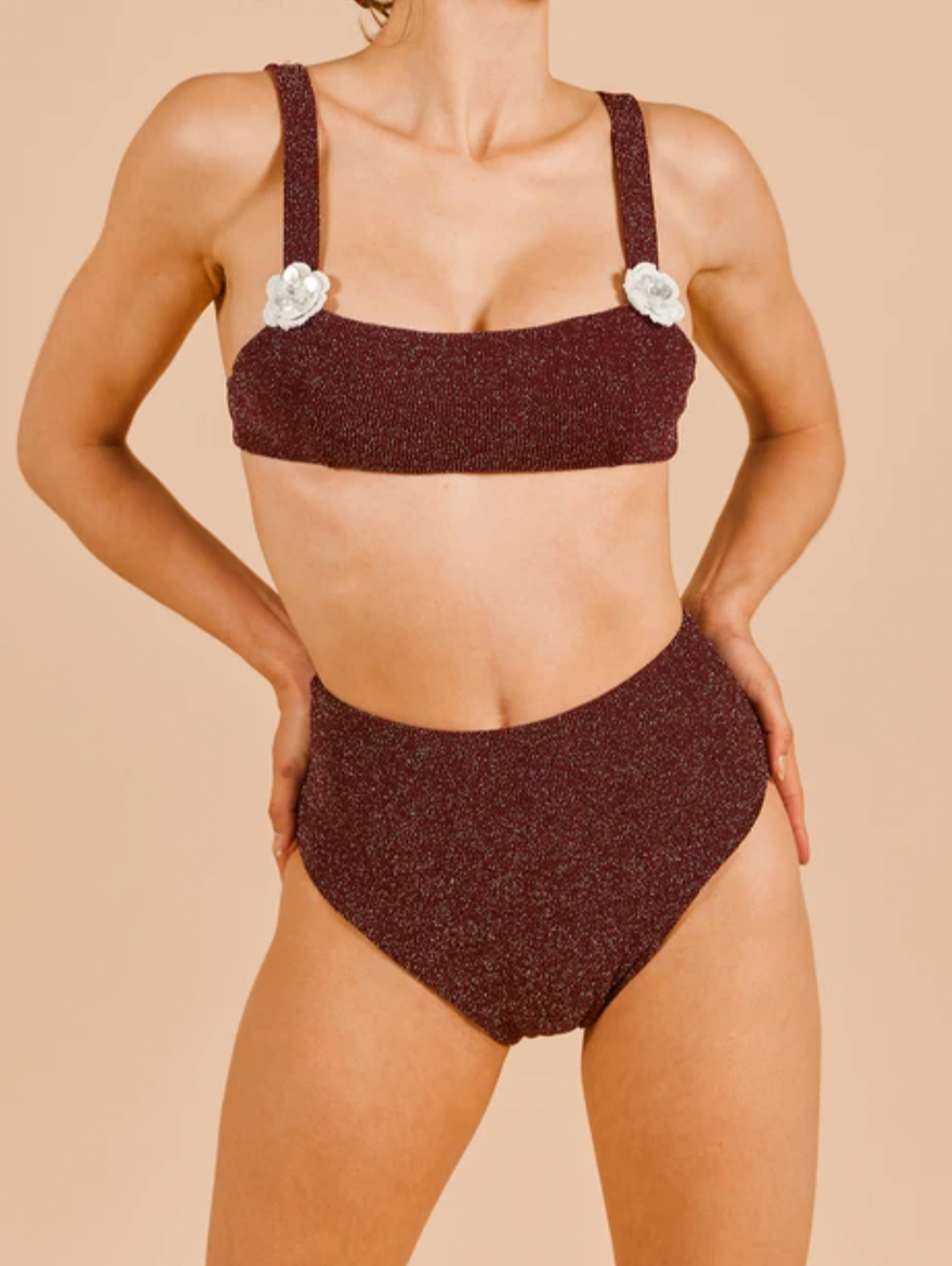 Maroon high hot sale waisted bikini