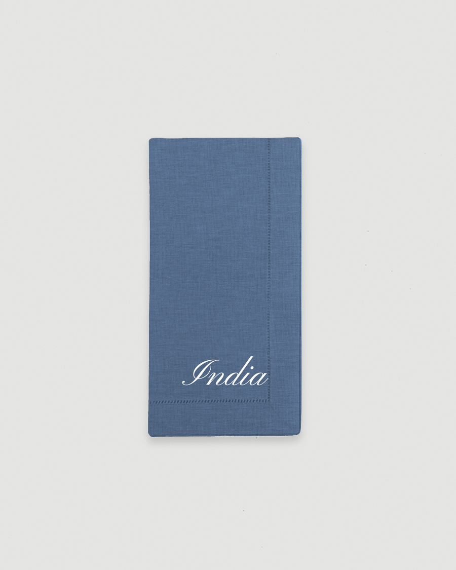 Personalised Blue Hemstitch Napkin