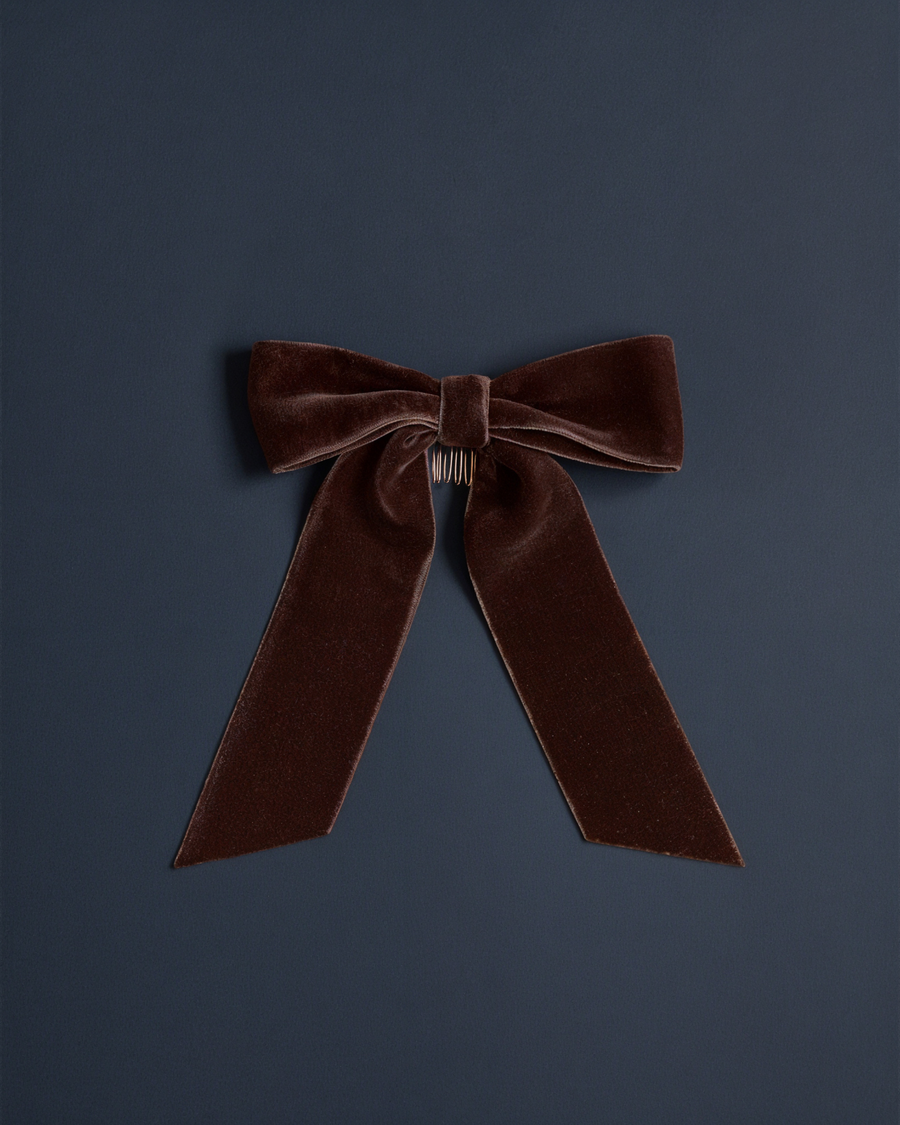 Velvet Hair Bow in Chocolate