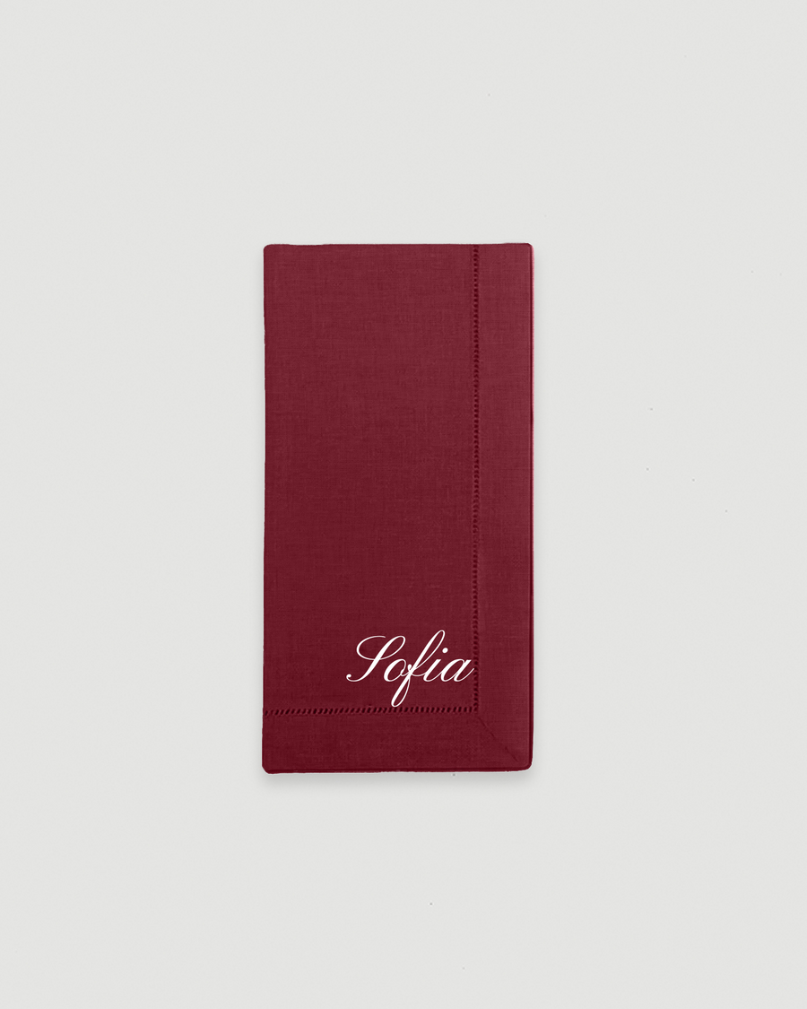 Personalised Dark Red Hemstitch Napkin