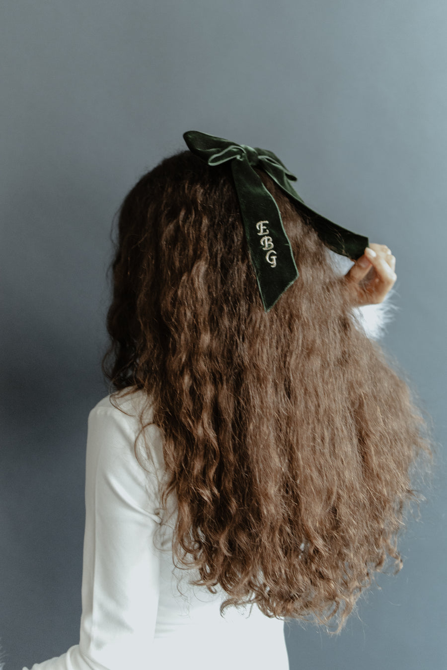 Velvet Hair Bow in Bottle Green