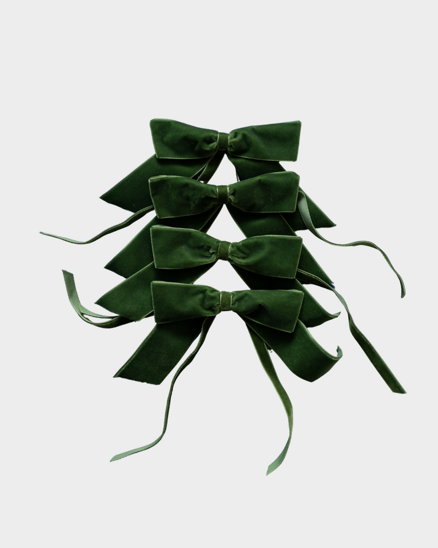 Moss Green Velvet Napkin Bows (pack of 4)