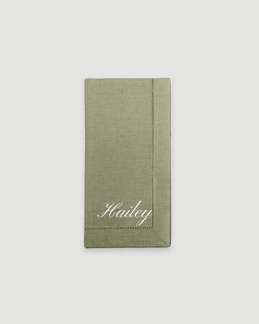 Personalised Pistachio Green Hemstitch Napkin