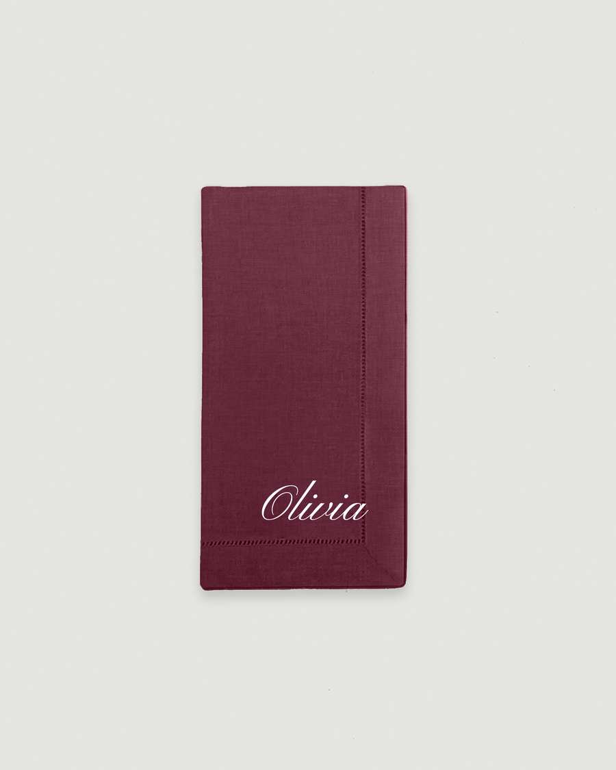 Personalised Plum Hemstitch Napkin