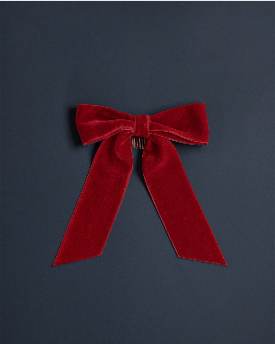 Velvet Hair Bow in Red