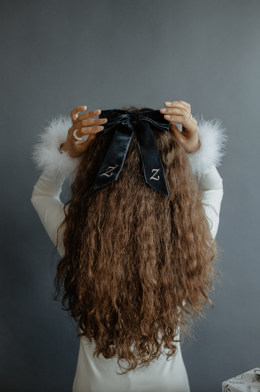 Velvet Hair Bow in Navy