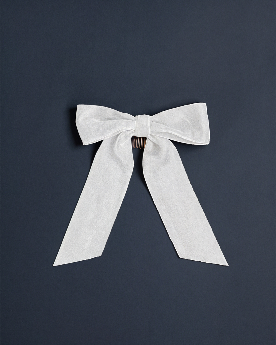 Velvet Hair Bow in White